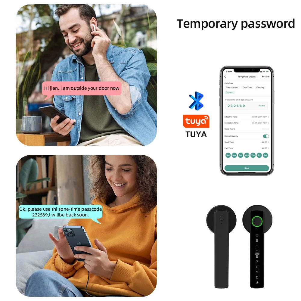 M5 Smart Fingerprint Door Lock by RAYKUBE with Tuya BLE – Password, Key, Card & App Unlock + Free US Delivery