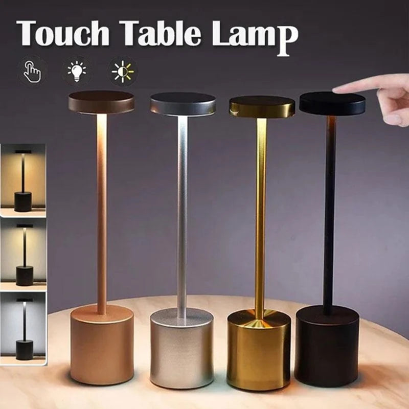 LED Table Lamp – Classic USB Rechargeable – Stepless Dimming Touch Desk Lamp with 3 Colors