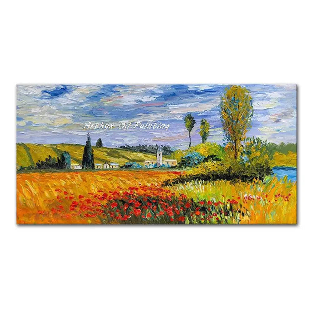 Canvas Art-Hand painted, Night Knife, Oil Painting on Canvas, Modern Abstract Landscape Art Poster, Wall Pictures, Home Decor, Arthyx,Large