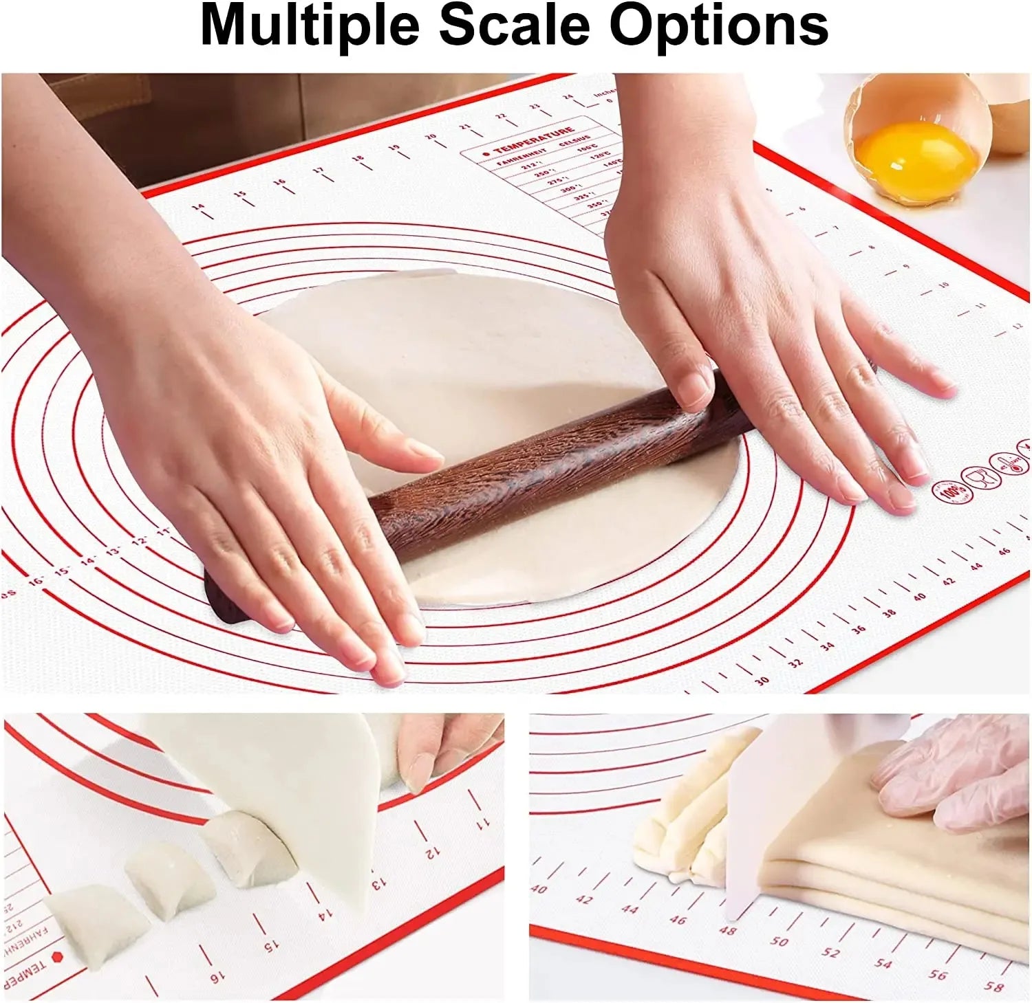 Baking Mat-Silicone Kneading Pad Dough Mat Pizza Cake Dough Maker Kitchen Cooking Grill Non-Stick Gadgets Bakeware Pastry Mat