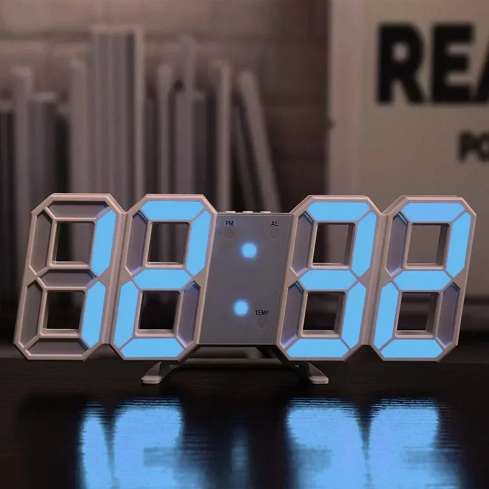 LED Digital Clock-Wall Decoration 3D Glow Night Mode Decoration for Bedroom Adjustable Electronic Watch Room Decor Aesthetics