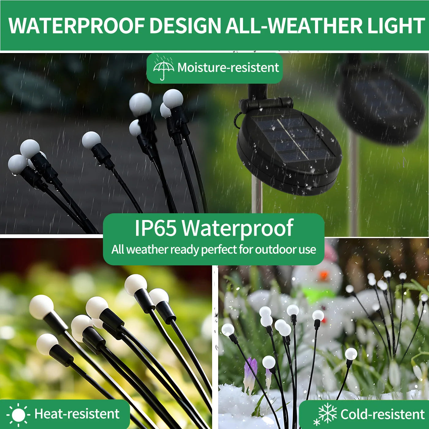 LED Solar Lights-8 Head Firefly Lights, Outdoor Garden Lights, Waterproof High Flexibility, Yard, Patio