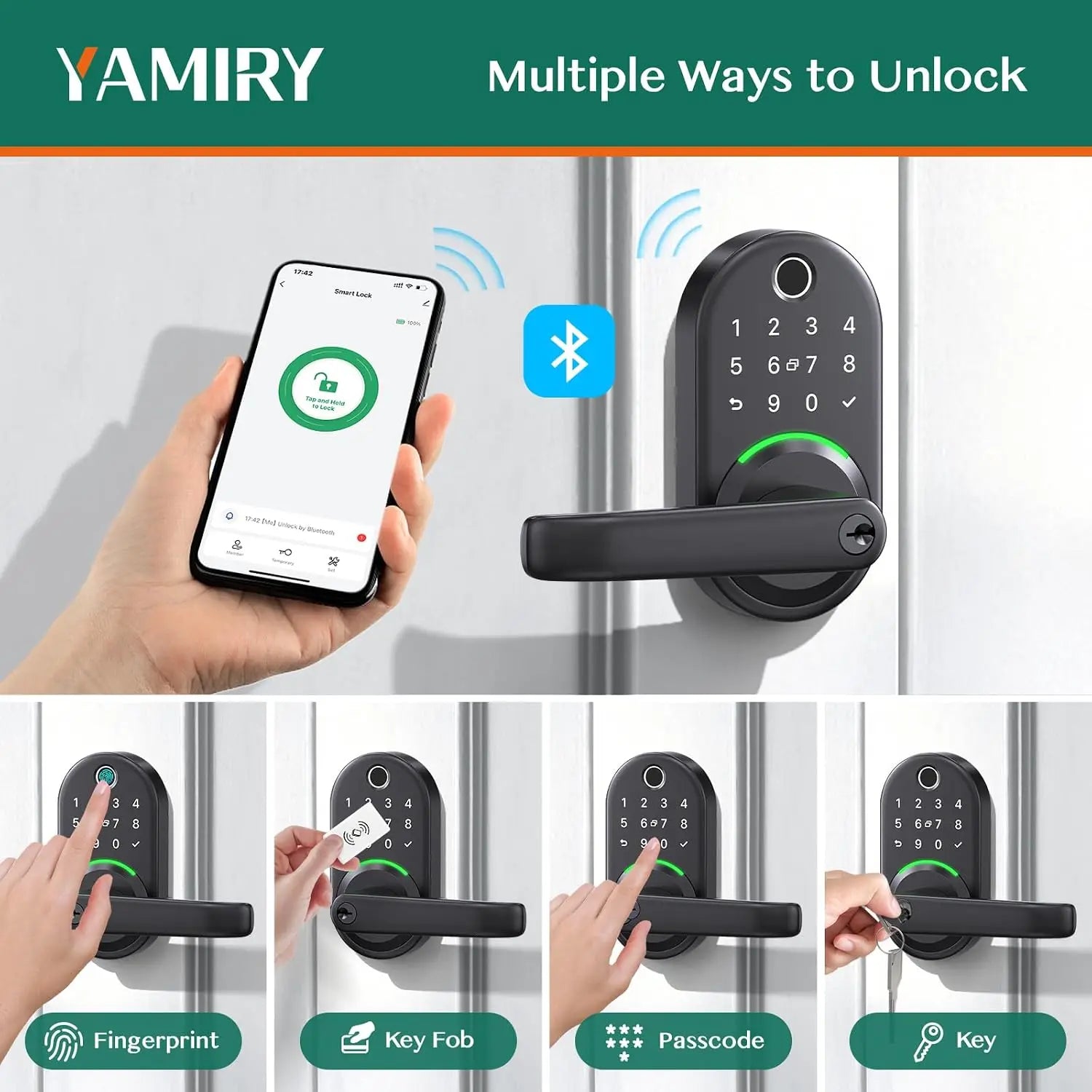 Digital Electronic Lock-Keyless Door Lock with Keypad and Fingerprint Smart Knob for Front Door, Bluetooth App, Control and Remote Passcode Generation