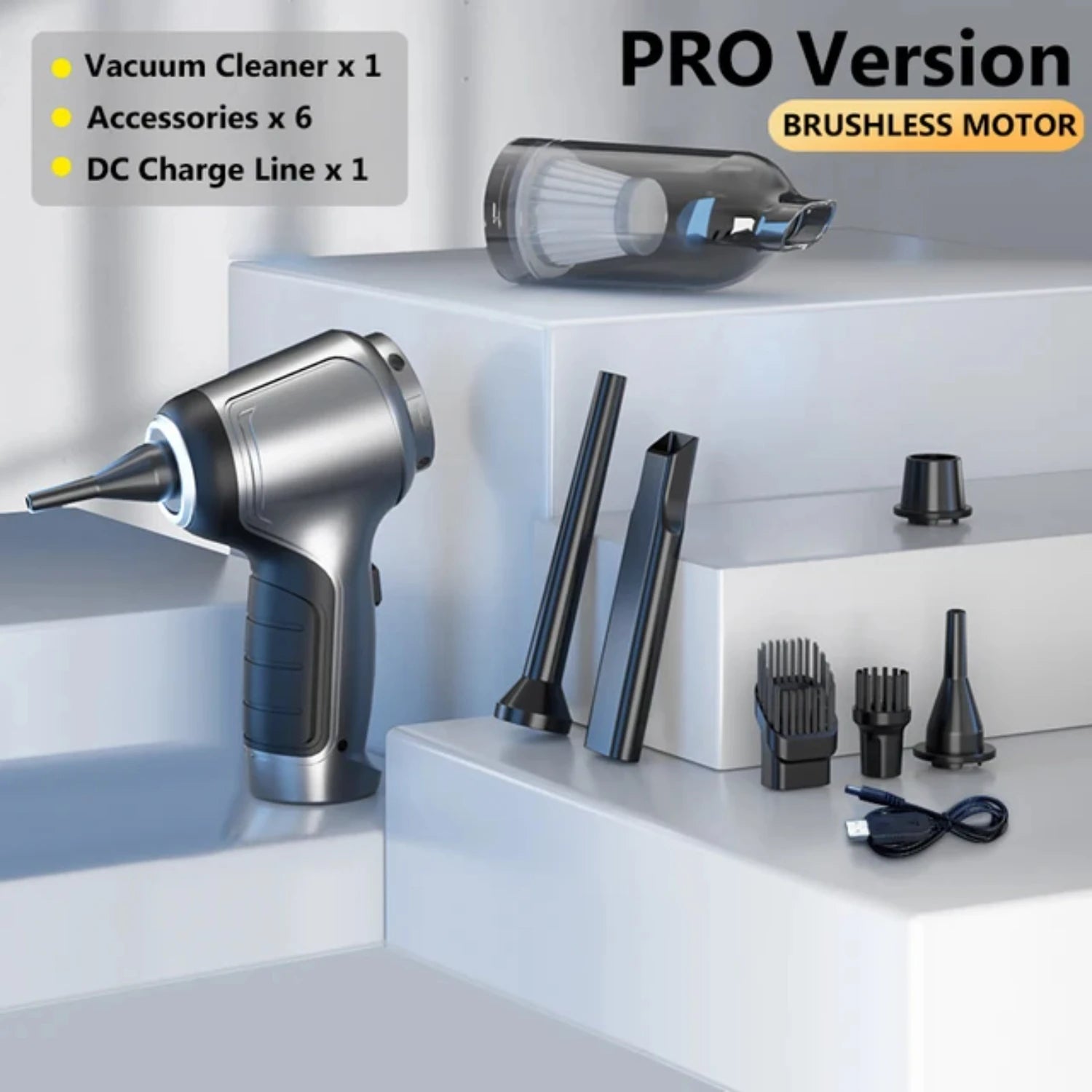 Vacuum - Portable (Cordless) Car Cleaner – 95000PA with Powerful Suction for Auto Detailing