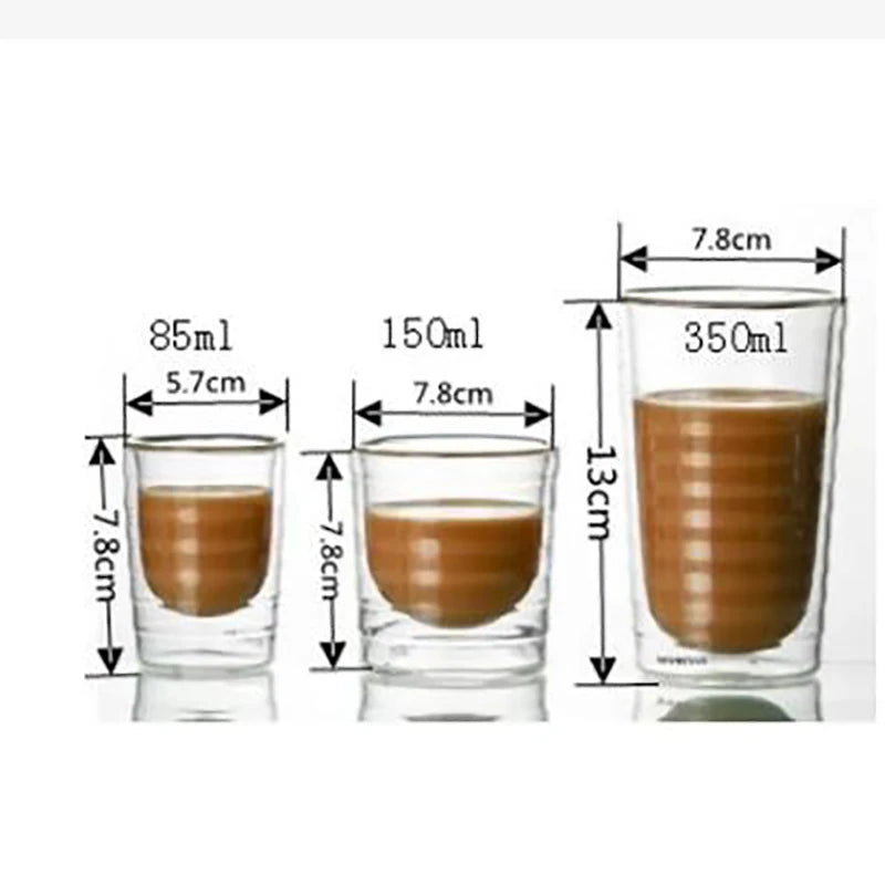 Home Kitchen: Drinkware: Transparent - Heat Resistant - Double Wall Mug - Ideal for Hot or Cold Beverages - Coffee, Tea, Beer, and More – Handmade - Nespresso