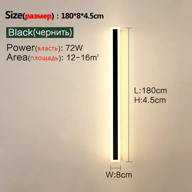 Outdoor Lighting: LED Wall/Long Wall Lamp - IP65 - Waterproof - corridor, staircase, balcony, entrance, villa