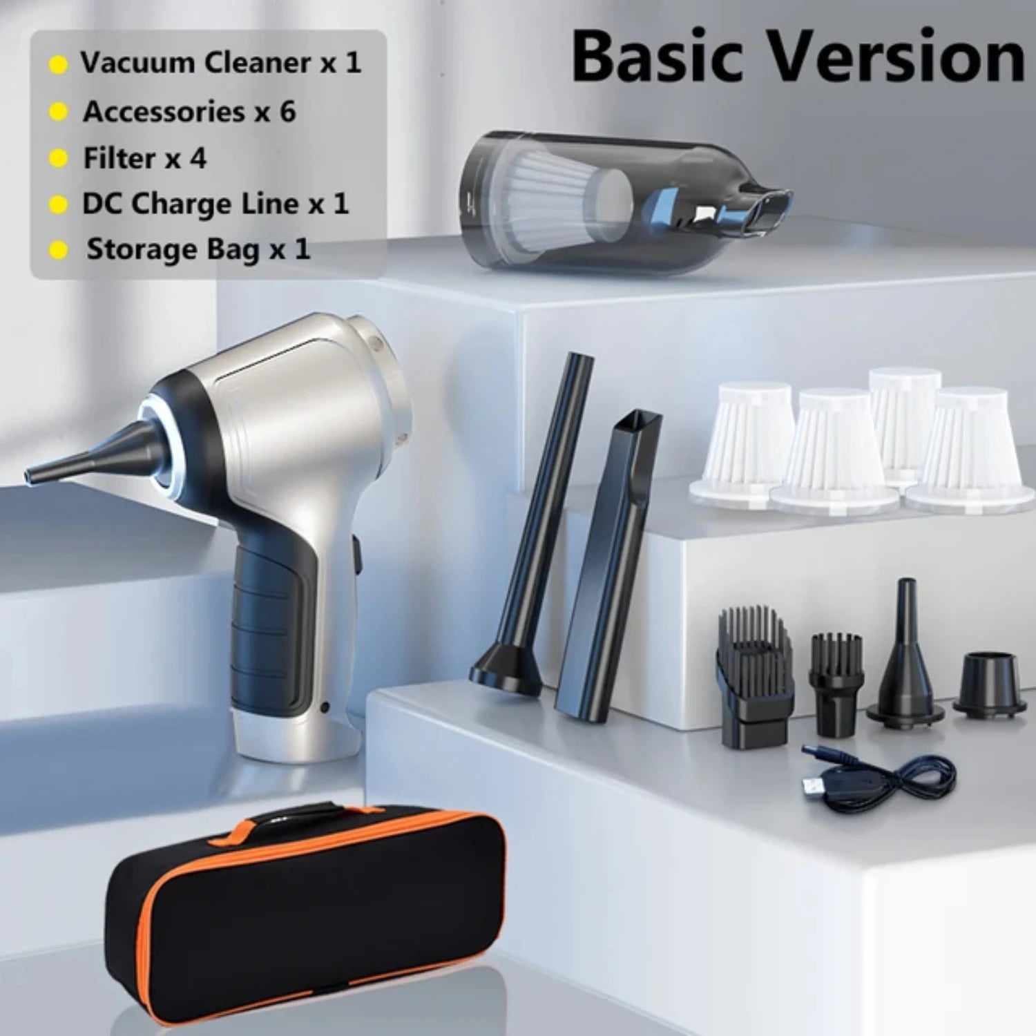 Vacuum - Portable (Cordless) Car Cleaner – 95000PA with Powerful Suction for Auto Detailing