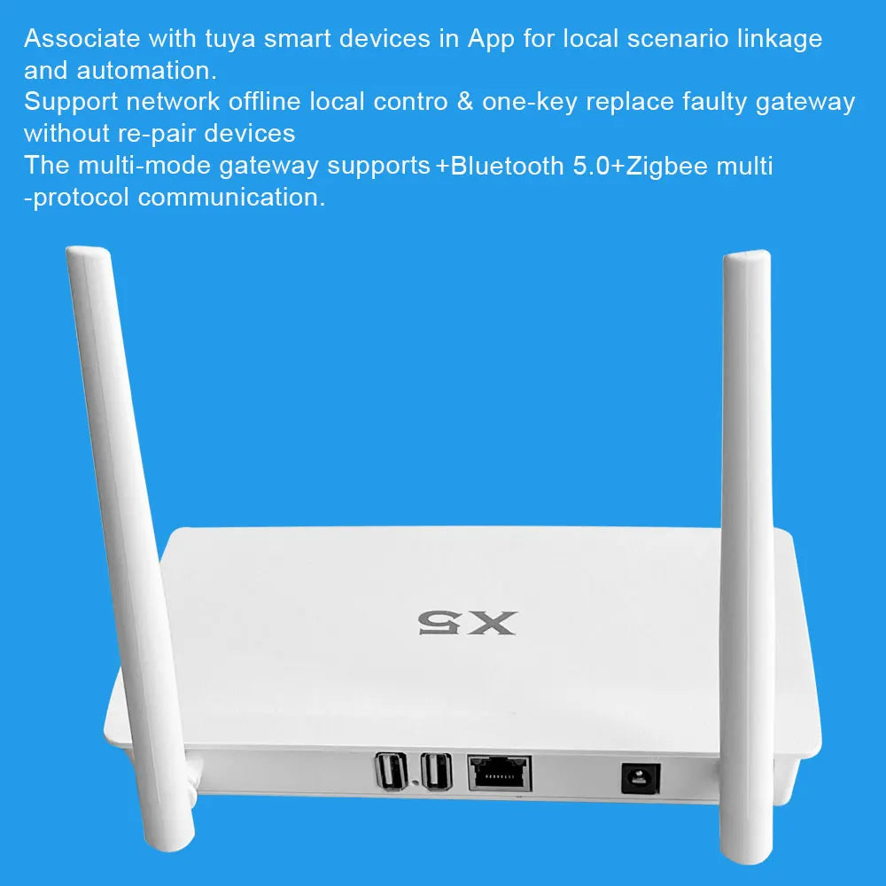 X5 ZigBee Gateway Hub by Tuya – Enhanced Signal, Wired/Bluetooth Smart Home Bridge for Villas