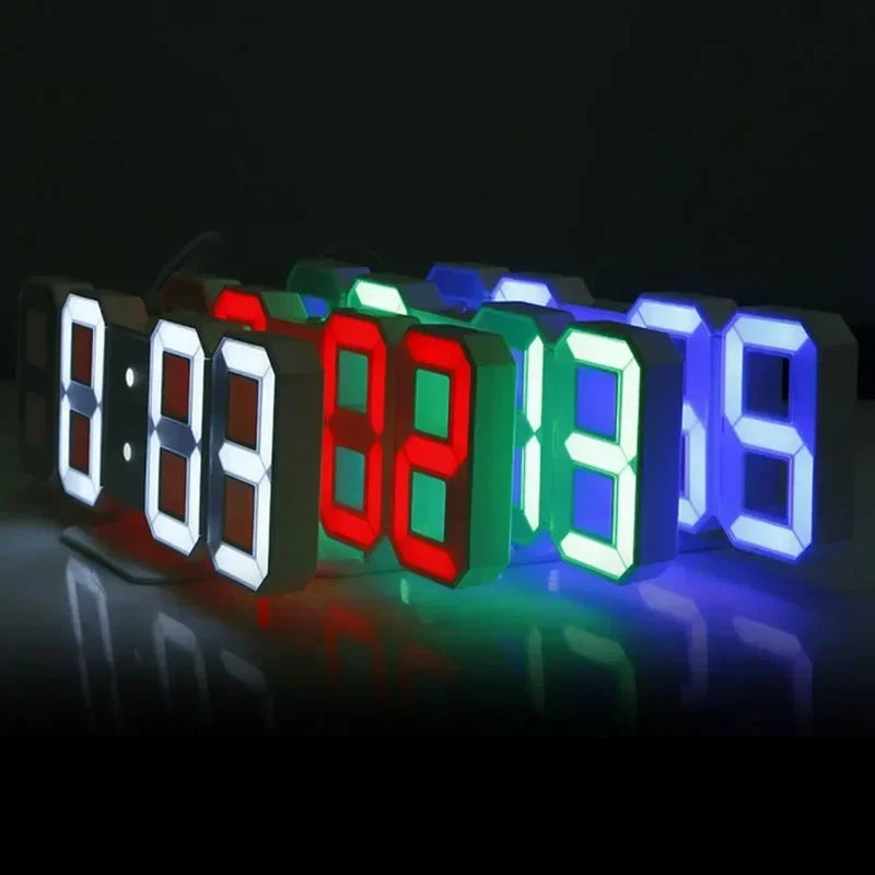 LED Digital Clock-Wall Decoration 3D Glow Night Mode Decoration for Bedroom Adjustable Electronic Watch Room Decor Aesthetics