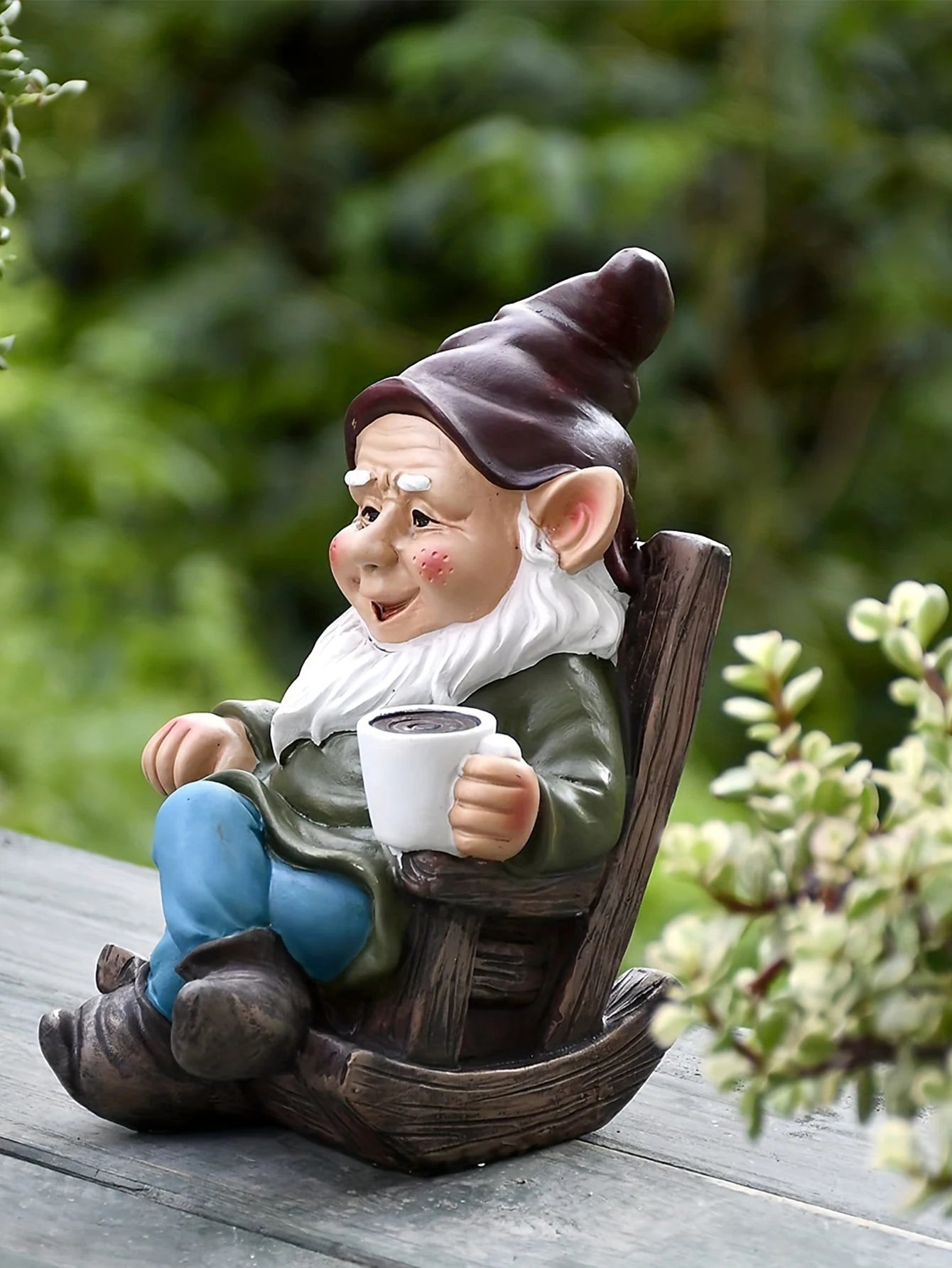 Outdoor Garden: Figurine: Gnome Dwarf Rocking Chair - 6x4x3in