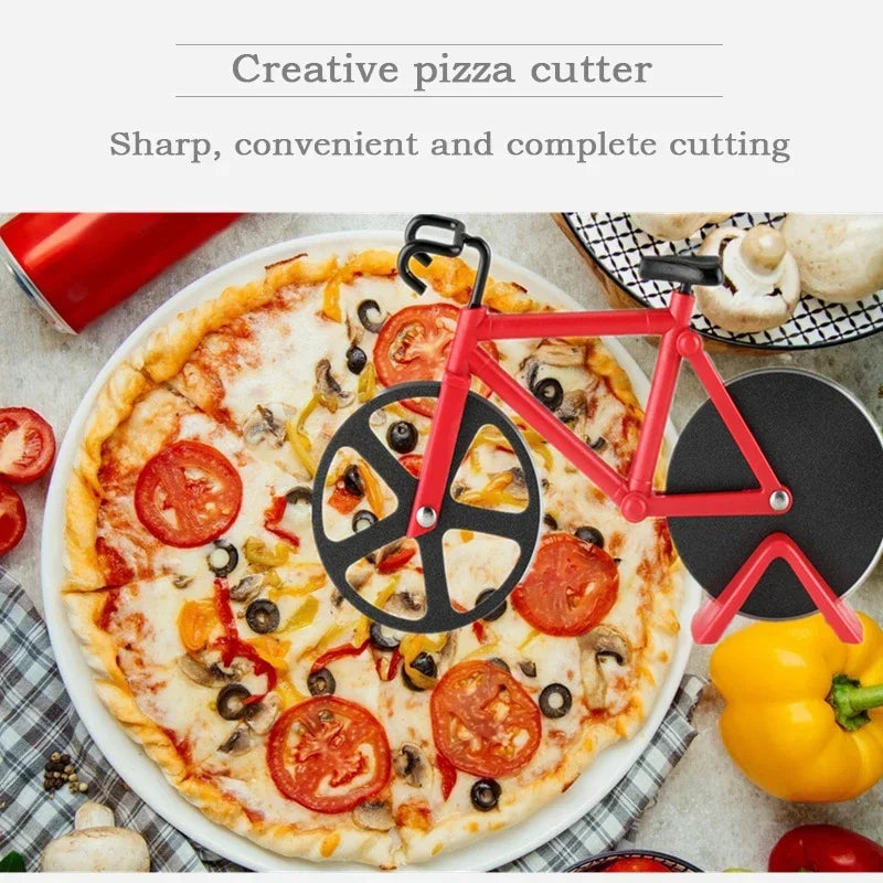 Stainless Steel Bicycle-Shaped Pizza Cutter – Wheel Slicer & Fun Kitchen Tool