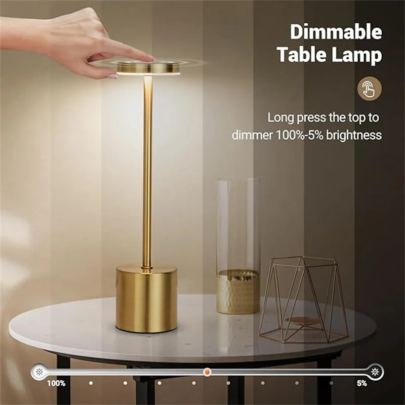 LED Table Lamp – Classic USB Rechargeable – Stepless Dimming Touch Desk Lamp with 3 Colors