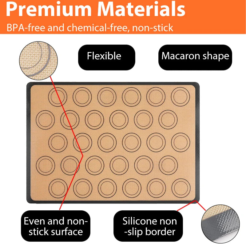 Baking Mat-Silicone Baking Mat, Thin 0.4mm, Reusable Non Stick, Heat Resistant, Bakeware Sheets Liner, Baking Tools for Cookie