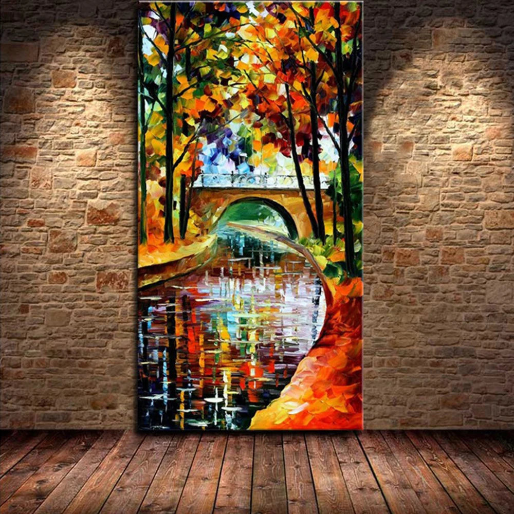 Canvas Art-Hand painted, Night Knife, Oil Painting on Canvas, Modern Abstract Landscape Art Poster, Wall Pictures, Home Decor, Arthyx,Large