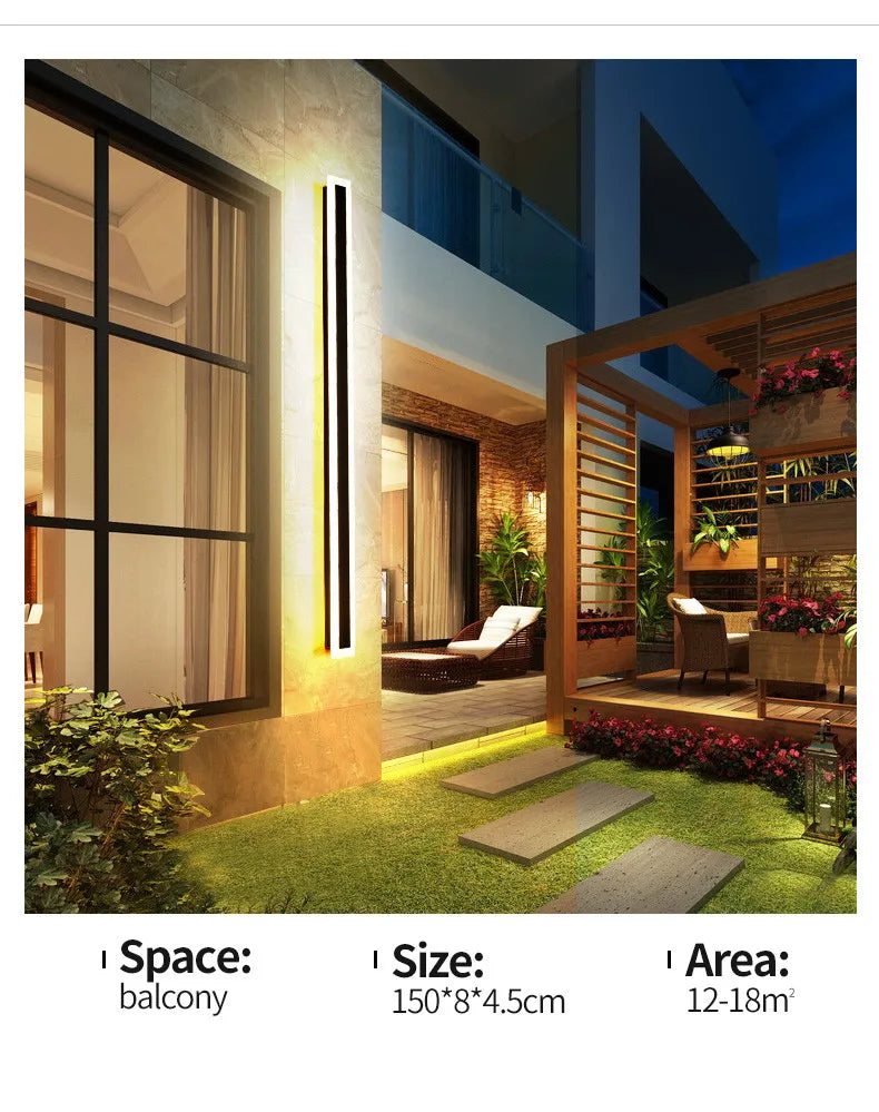 LED Wall Lamp-IP65 Waterproof, Long LED Lamp, Outdoor Wall Lamp, balcony, corridor, staircase, entrance, garden light