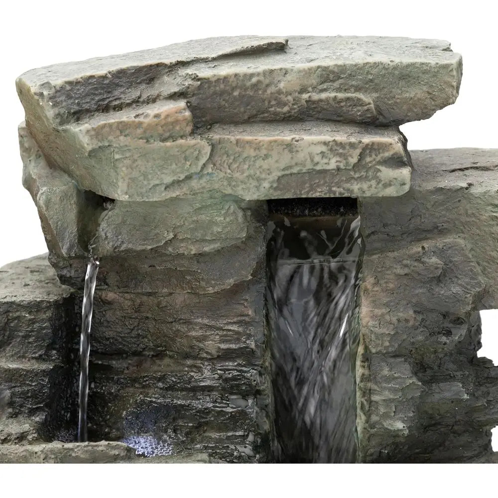 Water Fountain-LED Lights, 13 in Tall, Indoor Tabletop, 4 Tier Cascading, Water Feature, Home, Living Room, Zen Decor,