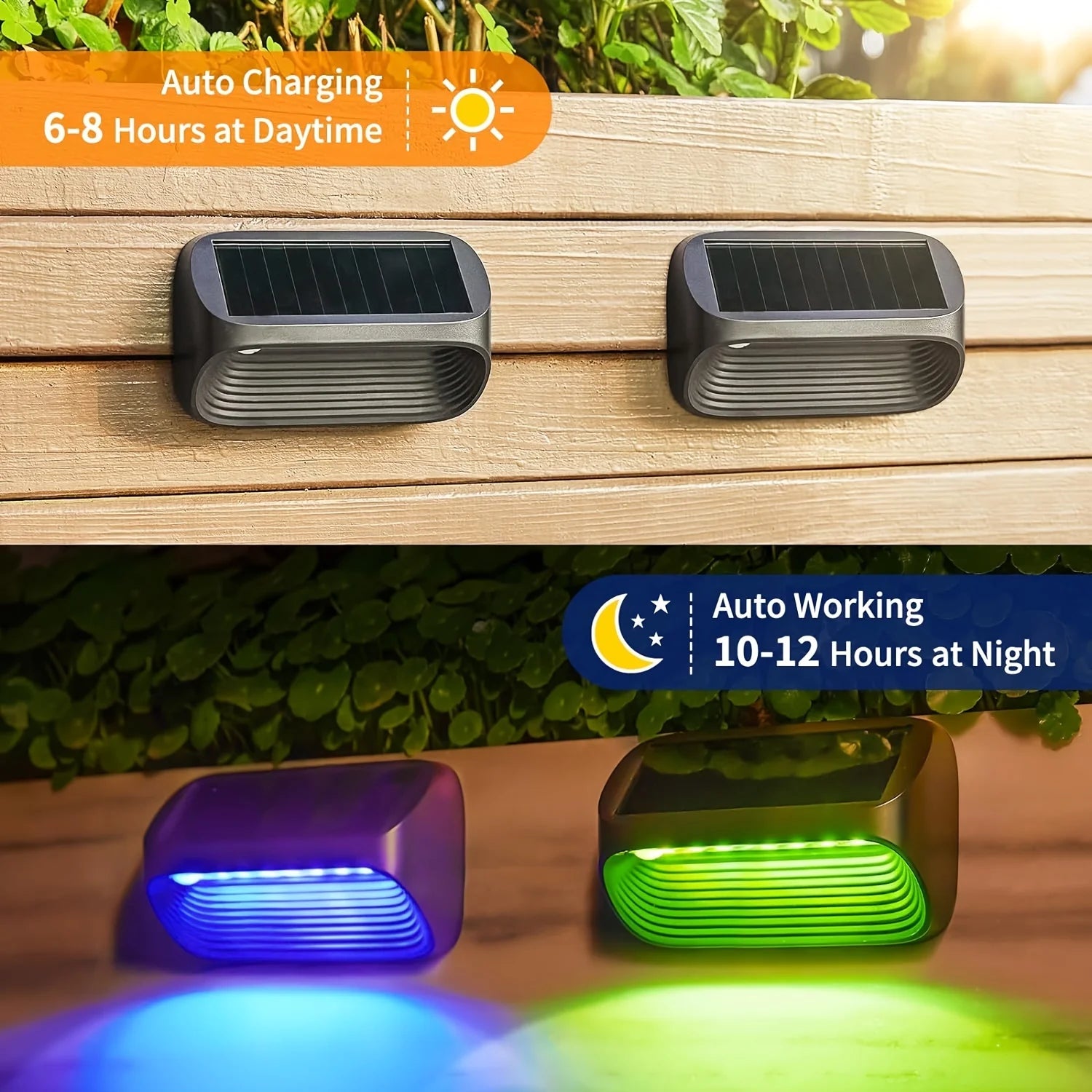 Solar-Powered LED Fence & Deck Lights (6 or 12 Pack) – Weatherproof Outdoor Wall Lighting for Patio & Yard