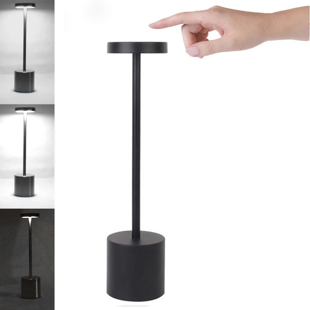 LED Table Lamp – Classic USB Rechargeable – Stepless Dimming Touch Desk Lamp with 3 Colors
