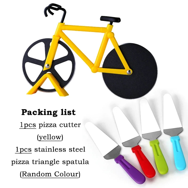 Stainless Steel Bicycle-Shaped Pizza Cutter – Wheel Slicer & Fun Kitchen Tool