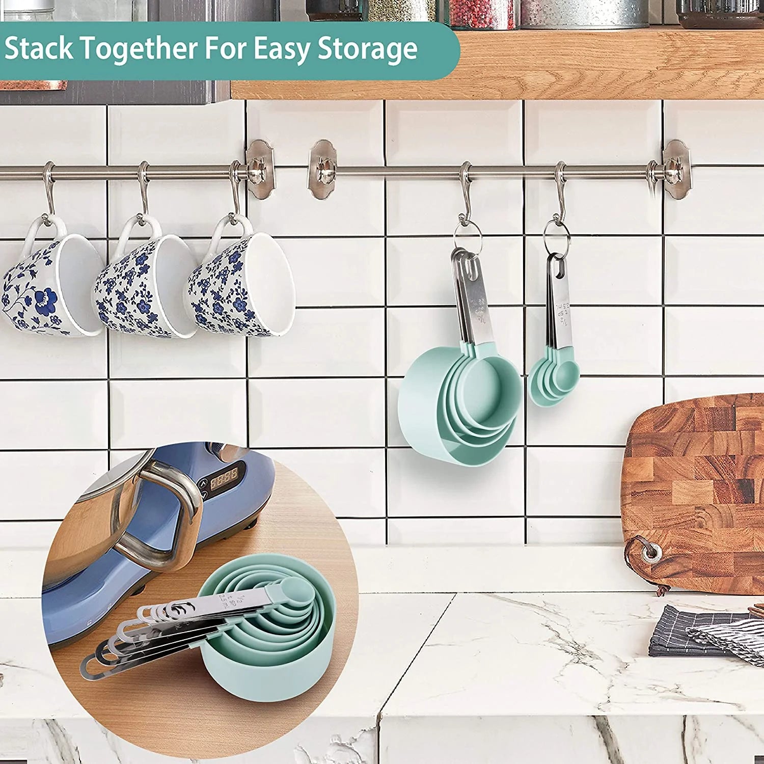 Kitchen-Stainless Steel Measuring Set – 8 Nesting Cups & Spoons for Baking & Cooking Essentials
