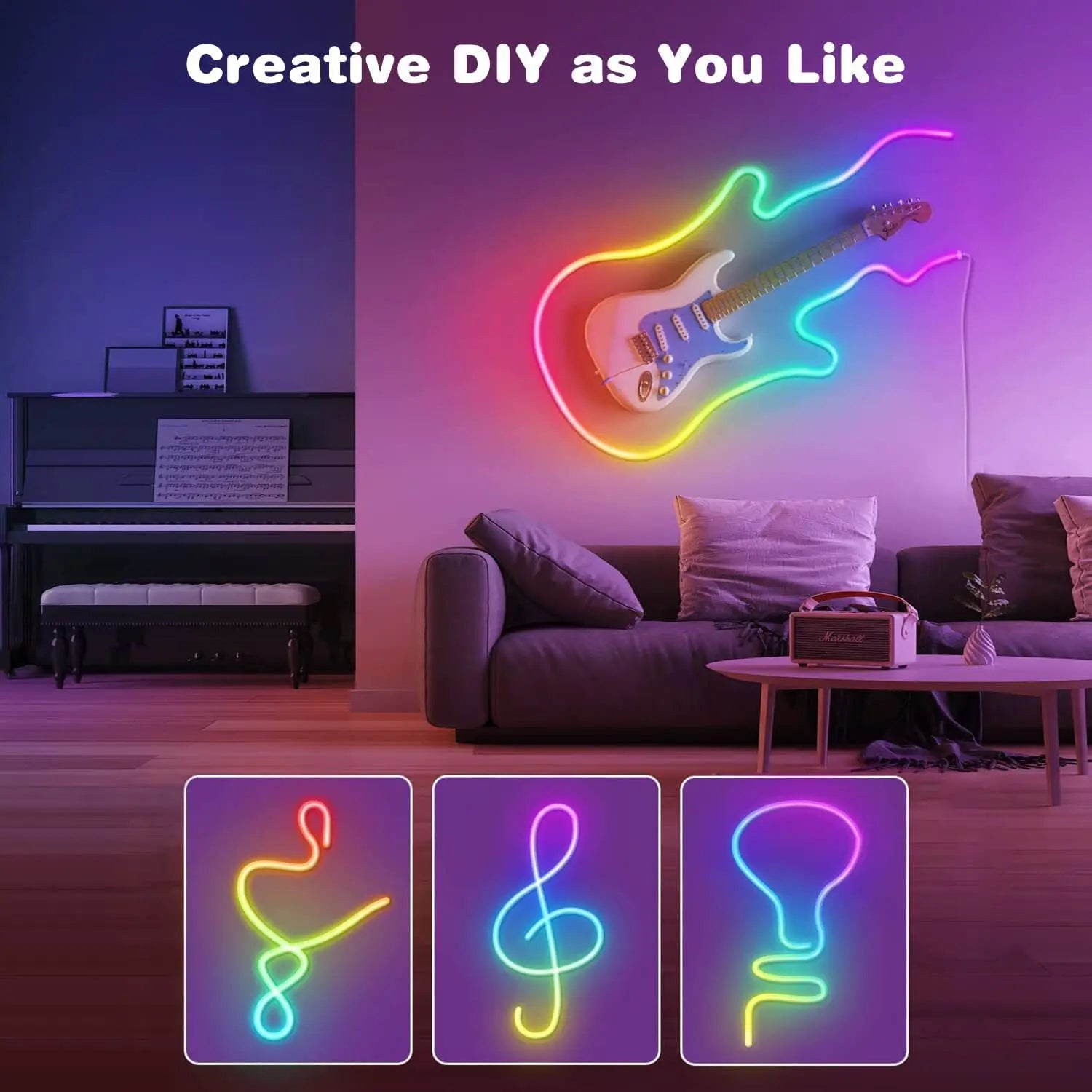 LED Rope Lights, Neon LED Lights For Bedroom Flexible LED Light Strip With Remote And APP Control RGB Lighting Strip