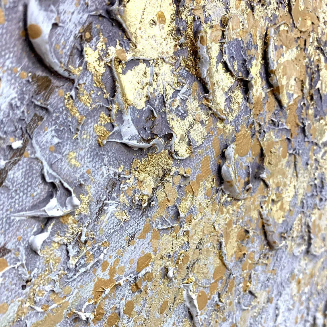 Canvas Art- H-Abstract, Gold Leaf Oil Painting, Large Wall Art, Modern Gold Foil Texture, Acrylic Painting, Living room