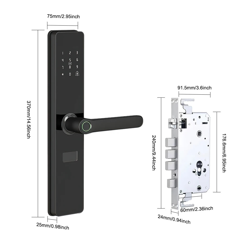Smart Door Lock-Biometric, Fingerprint, Keyless Entry, Keypad, Password, Deadbolt, Bluetooth, Fits 60mm Door Thickness, Home Security Electronic Lock