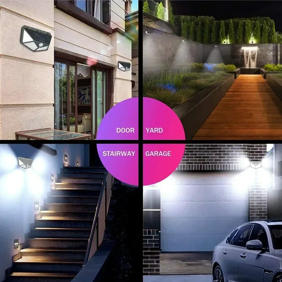 LED Solar Lights-Outdoor Waterproof External Solar Lamp Motion Sensor Garden Lights Solar Power Sunlight Yard Wall Street Light