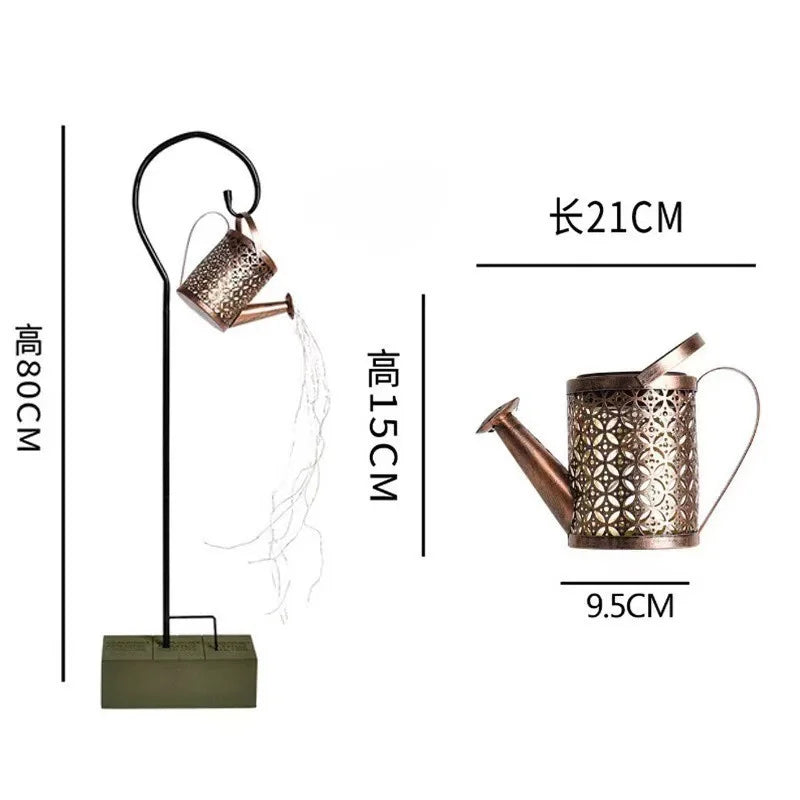 Solar-Powered LED Watering Can Lantern – Waterproof Hanging Kettle Light for Outdoor Garden & Lawn Decor