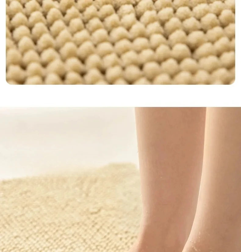 Bath Mat-Chenille, Encrypted Thickened, Short Plush, Strong Water-absorbent, Non-slip Bathroom Rug Carpet