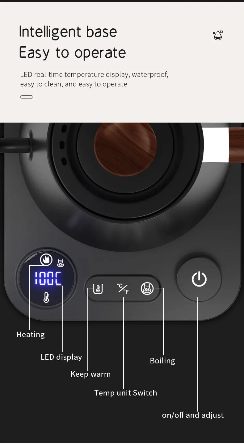Electric Gooseneck Kettle - Intelligent 900ML – Precise Temp Control  Pot for Coffee, Tea & More
