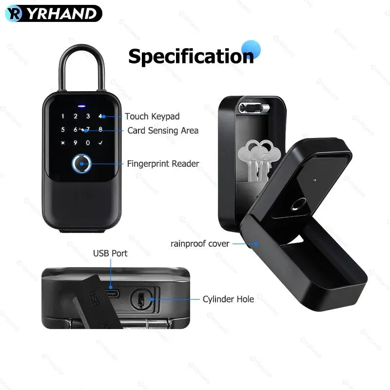 Electronic Lock-Bluetooth Smart, Lock Box Home Key, Wireless, Smart lock Box, Electronic Key Box App, Digital Code Bluetooth Key Safe Padlock for Host, TTlock Smartkey