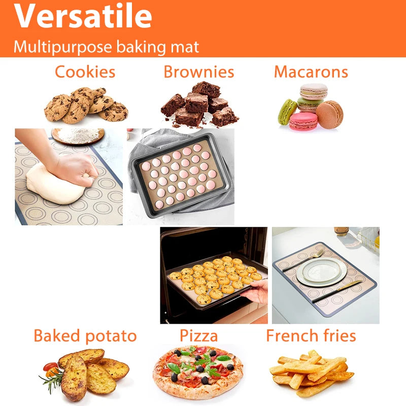 Baking Mat, Non-Stick, Reusable, Silicone for Oven, Thin 0.4mm, Heat Resistant Bakeware Sheets Liner Baking Tools for Cookie
