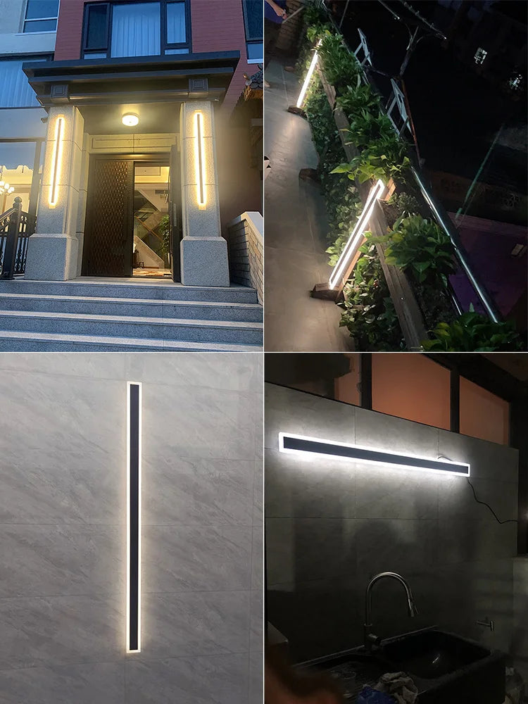 Outdoor Lighting: LED Wall/Long Wall Lamp - IP65 - Waterproof - corridor, staircase, balcony, entrance, villa