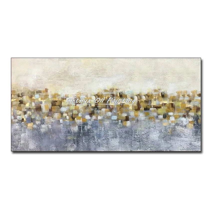 Canvas Art-Hand painted, Palette Knife, Tree, Oil Painting on Canvas, Modern Abstract Landscape Art Poster, Wall Pictures, Home Decor, Arthyx,Large