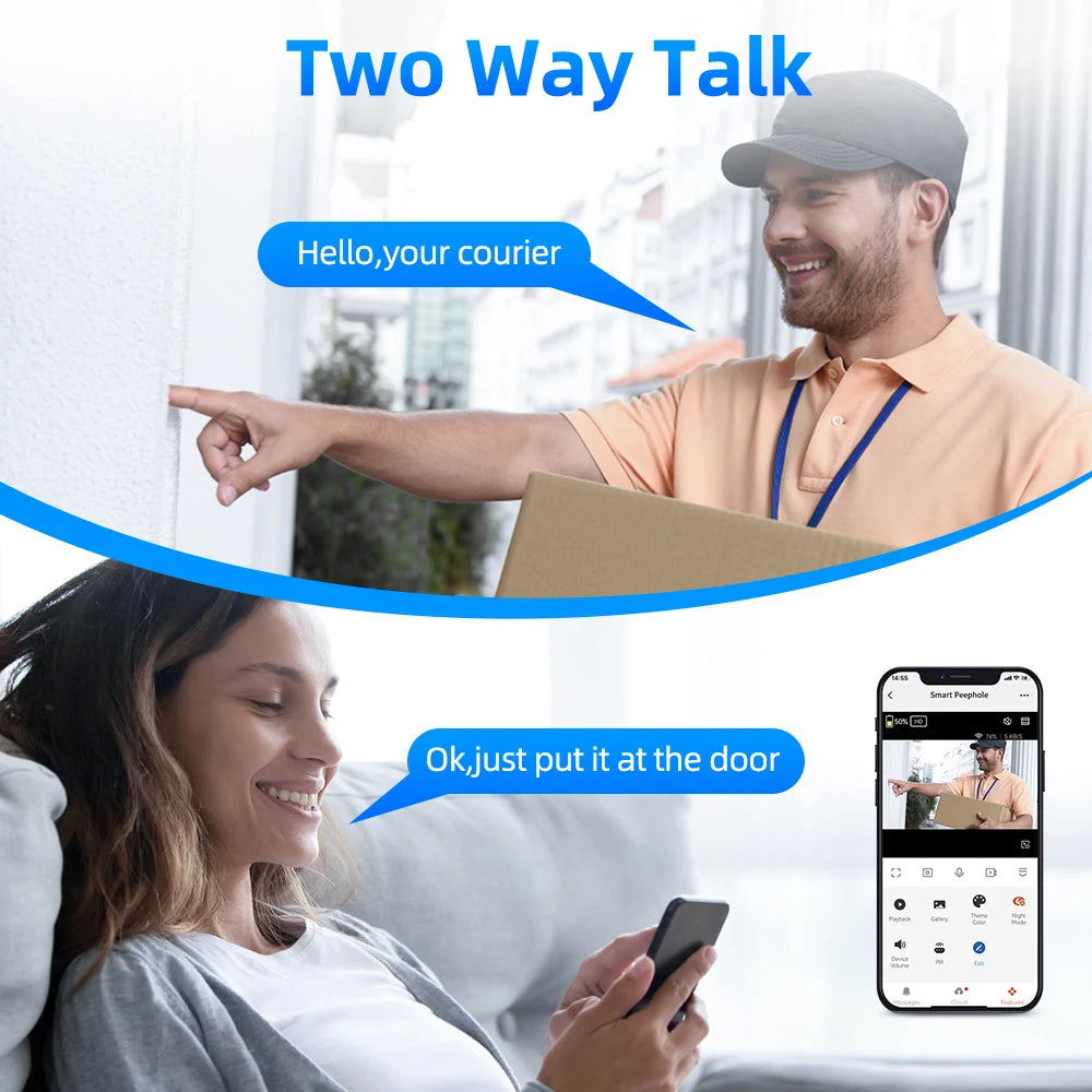 Awapow 4.3" Tuya Smart Doorbell Camera – WiFi Peephole Viewer with PIR Motion Detection & Two-Way Audio