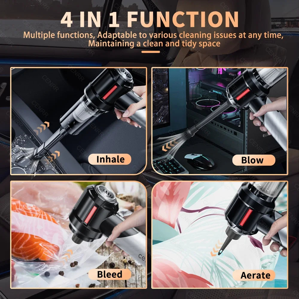 Wireless Car Vacuum-Cleaner High Pressure, Portable Handheld Mini, Strong Suction, CENRR