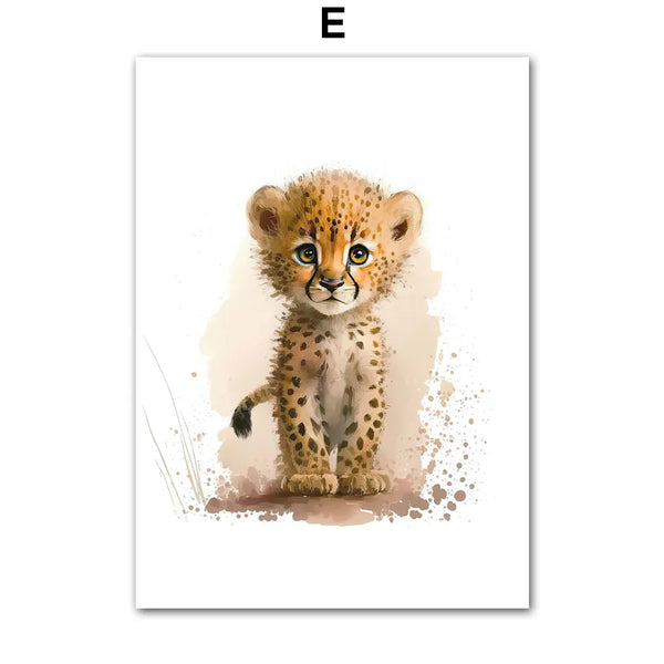 Canvas Wall Art – Adorable Jungle Animal – Elephant, Lion, Giraffe & More Wall Art for Baby or Kids' Room