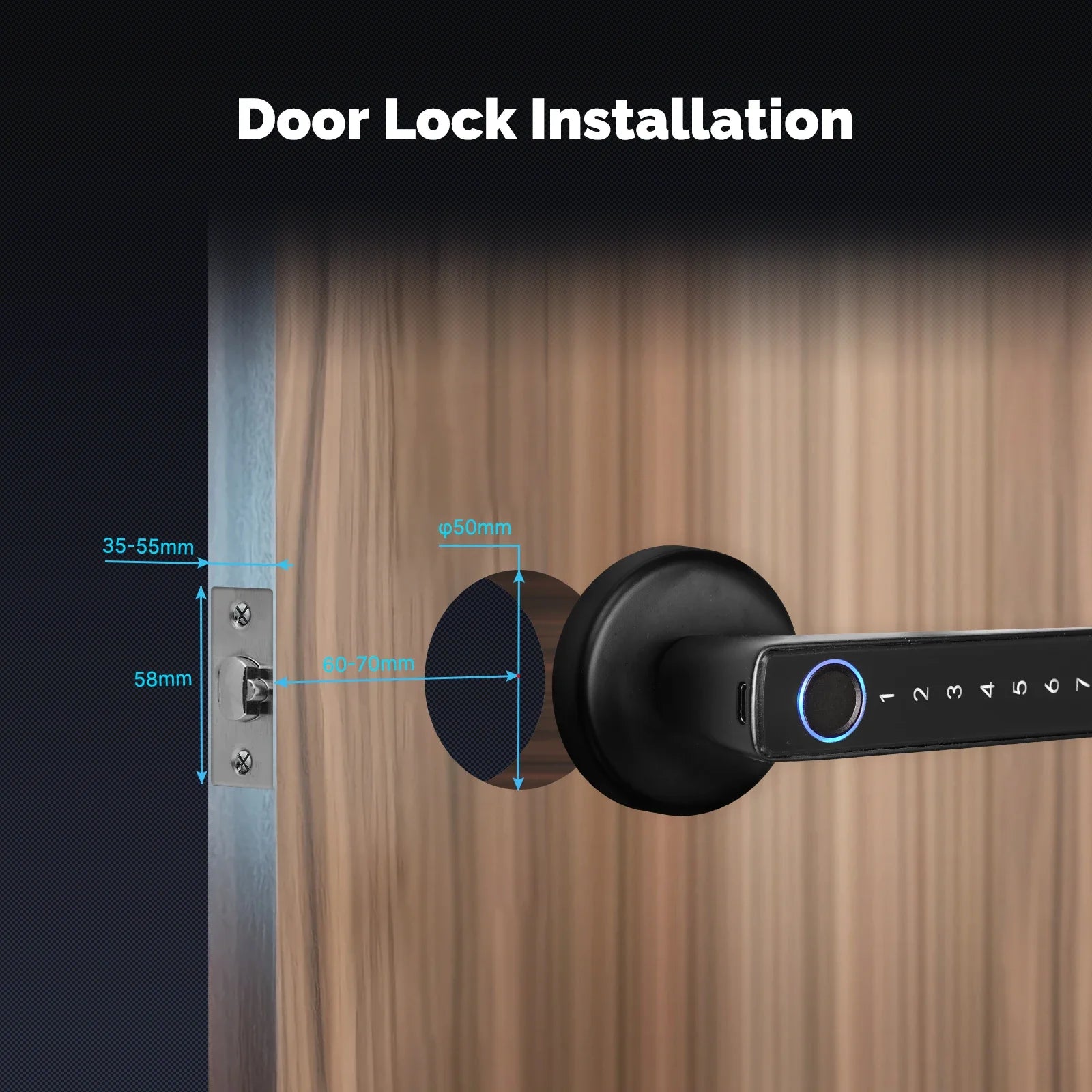 Digital Electronic Lock-MOES Tuya, Bluetooth, Smart Fingerprint, Door Handle, Electronic, Password APP Remote Unlock Hotel Apartment Office Rental House