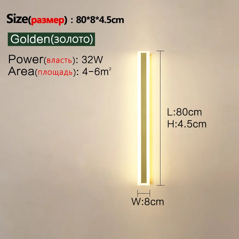 Outdoor Lighting: LED Wall/Long Wall Lamp - IP65 - Waterproof - corridor, staircase, balcony, entrance, villa