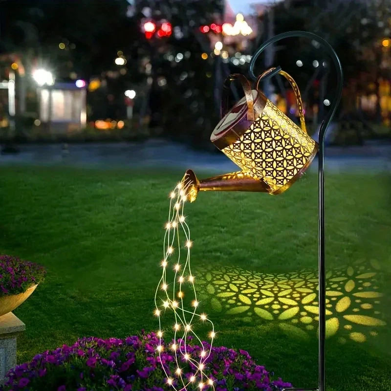 Solar-Powered LED Lamps-Large Retro Metal Lantern, Watering Can, Outdoor Waterproof, Shower Lights, Hanging Star, LED Fairy for Garden