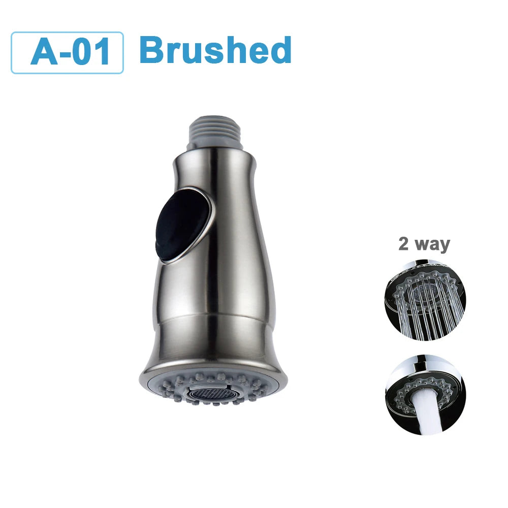 Kitchen Faucet-Head Pull Out Shower Nozzle, G1/2,  Sprayer Bathroom Sink Tap Replacement Accessory Black Silver Golden Head Aerator