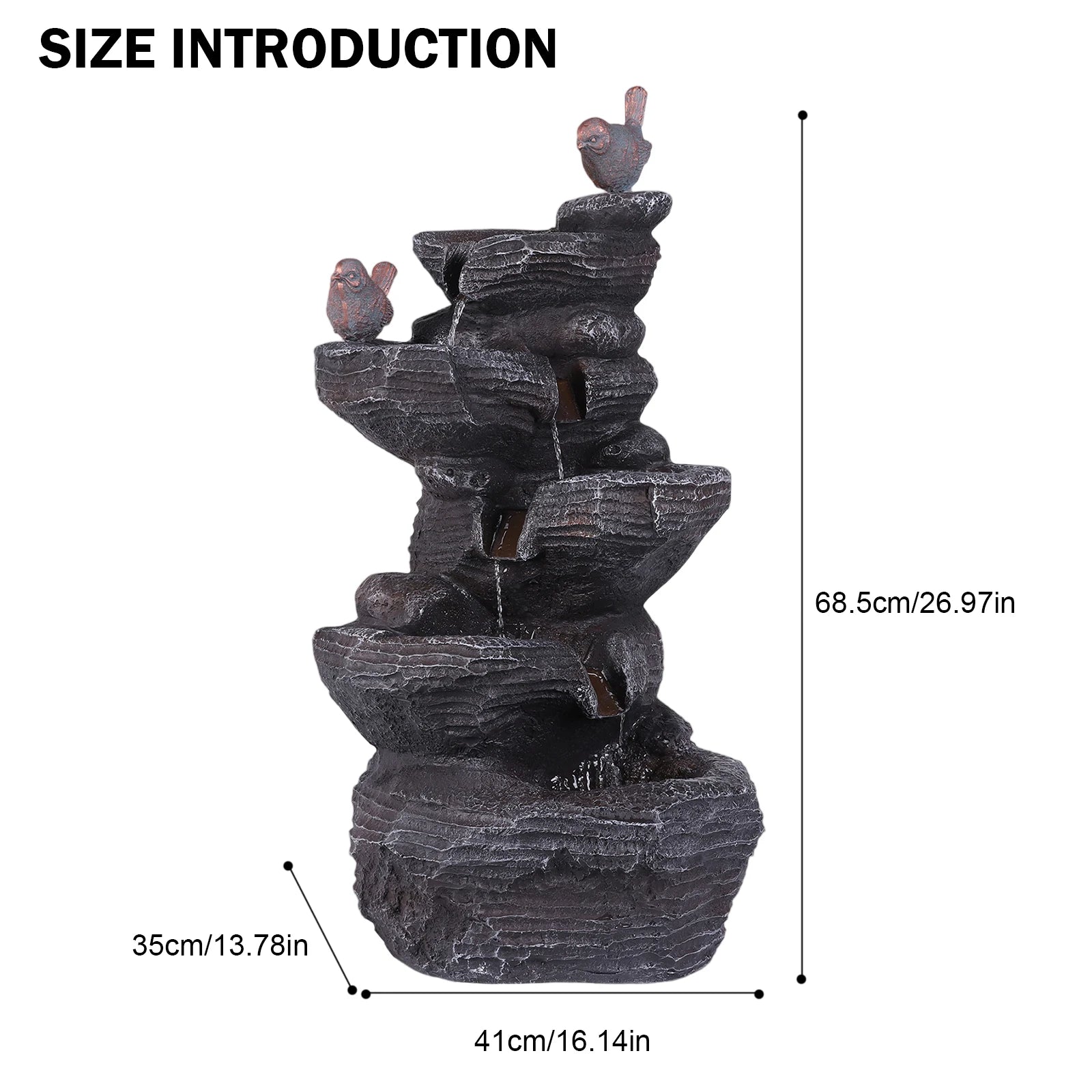 Water Fountain-Cascading Rock Water Fountain with LED Lights, Tabletop Water Fountain, Tabletop Fountain, Relax Meditation Decor