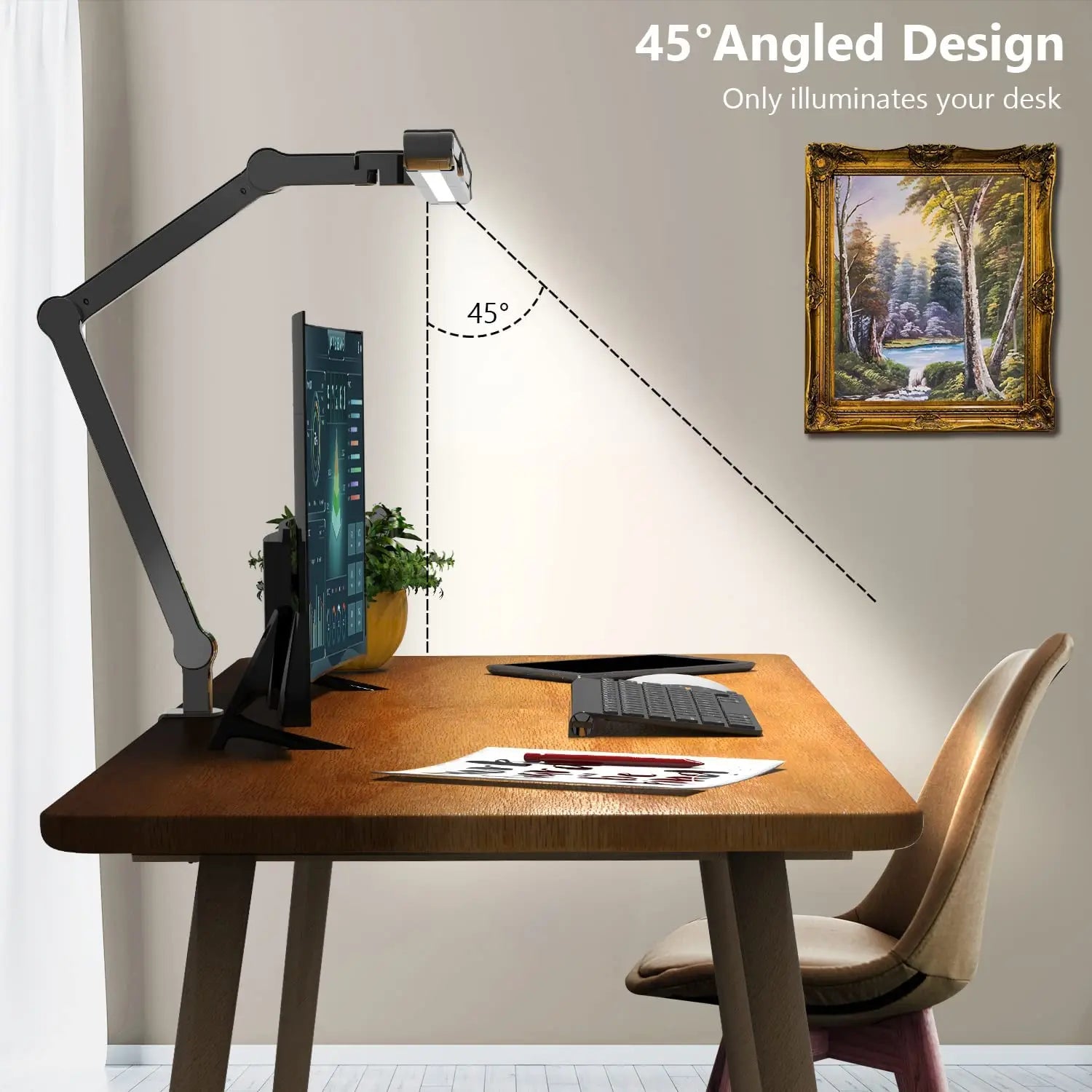 LED Desk Lamp – Architect with Clamp – Auto-Dimming 24W Ultra Bright Light for Office & Study