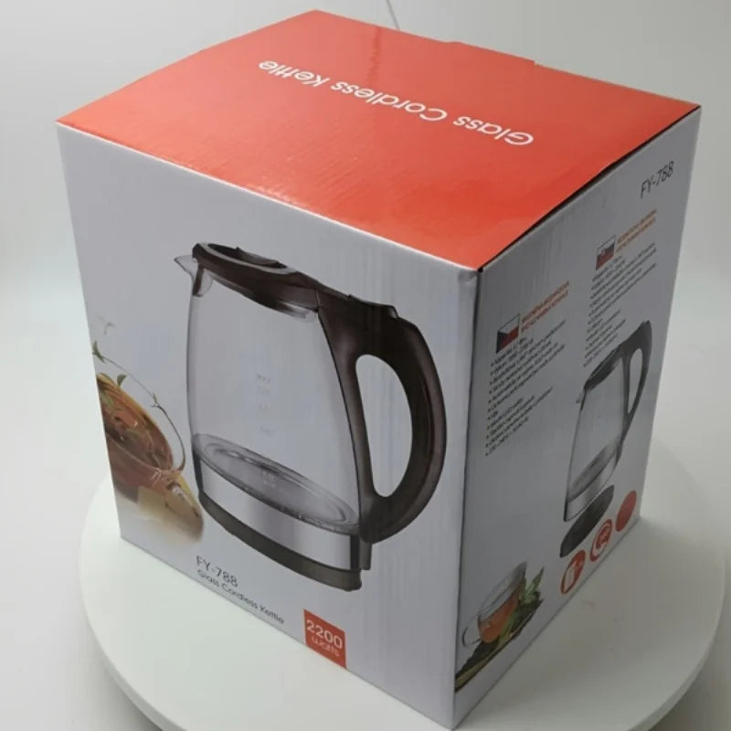 Electric Kettle with Stainless Steel Filter and Inner Lid, 1200W Wide Opening 1.7L Glass Tea Kettle & Hot Water Boiler
