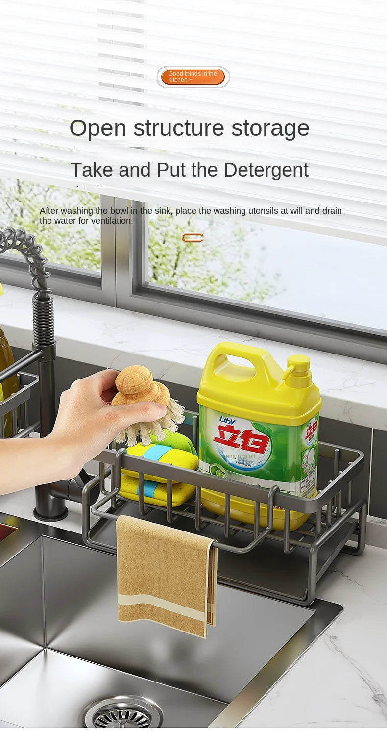 Kitchen Rack-Stainless steel shelf, sponge drain rack, sink drainage rack, dishwashing supplies, dishcloth storage, drainage rack