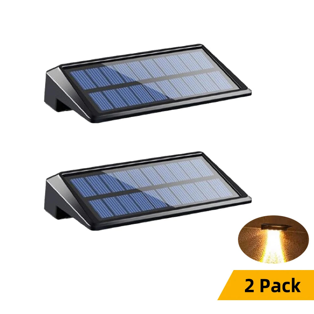 Solar-Powered LED Fence or Wall lights,2 Pack, Outdoor, IP44 Waterproof, Fence Solar Lights, Backyard, Wall, Deck, Porch, Step
