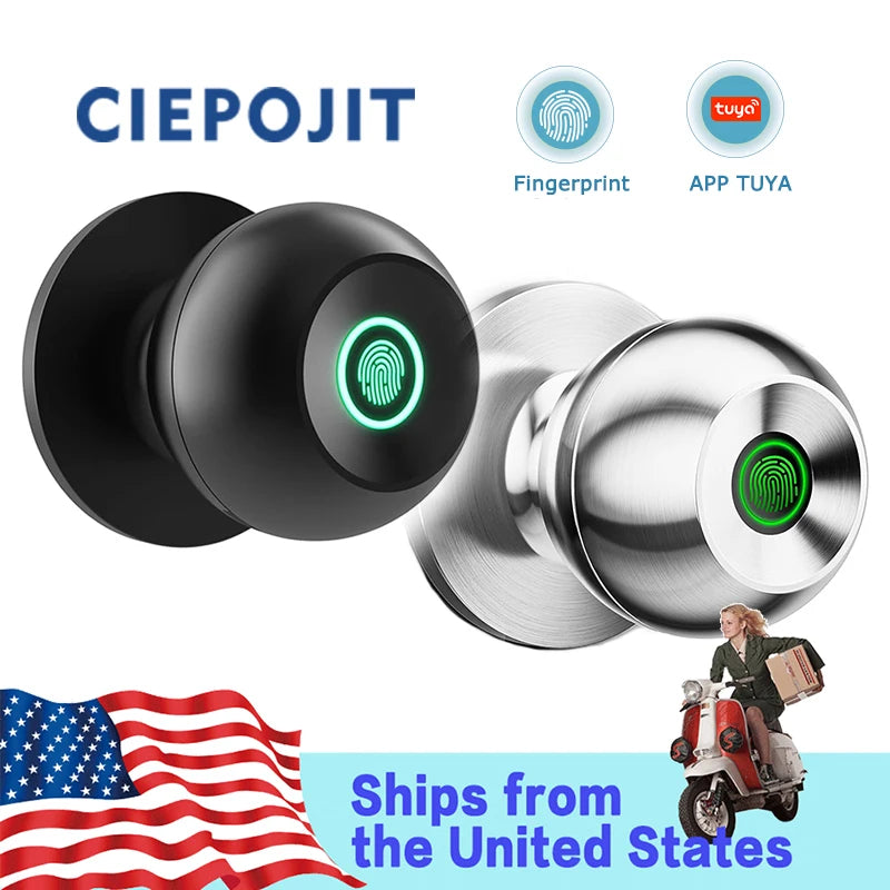 Bluetooth Smart Door Lock by CIEPOJIET – Keyless Fingerprint & Tuya App Unlock