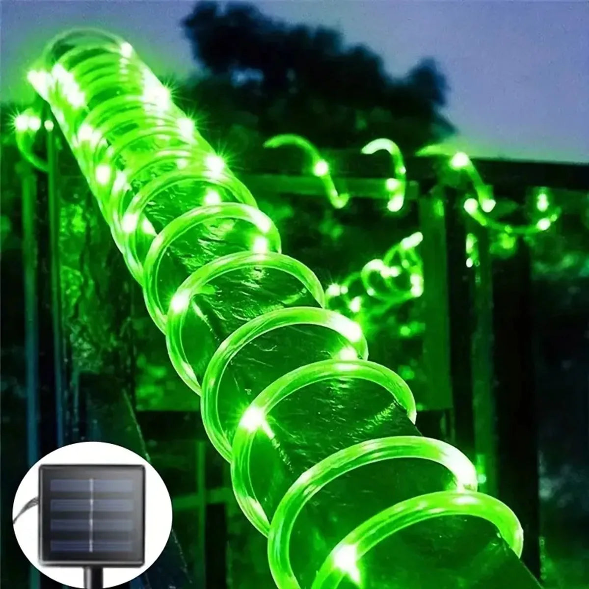Solar-Powered LED Rope String Lights – 50/100/200 LEDs, 8 Modes, Waterproof Outdoor Decor for Garden & Walkways