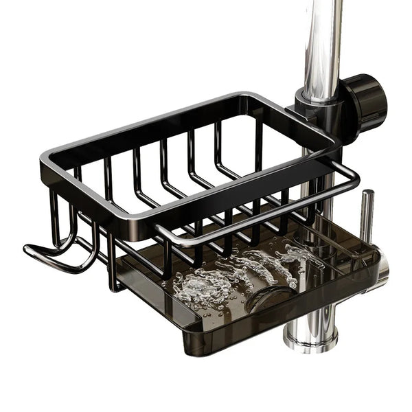 Kitchen Rack-Sink Faucet Organizer, Dish Sponge Holder, Adjustable Over Faucet for 0.7-1.1inch Round Water Pipe Rack